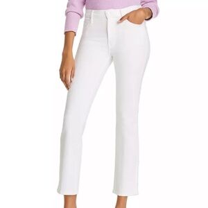 MOTHER Mid-rise Dazzler Ankle Fray Straight Leg White Jeans